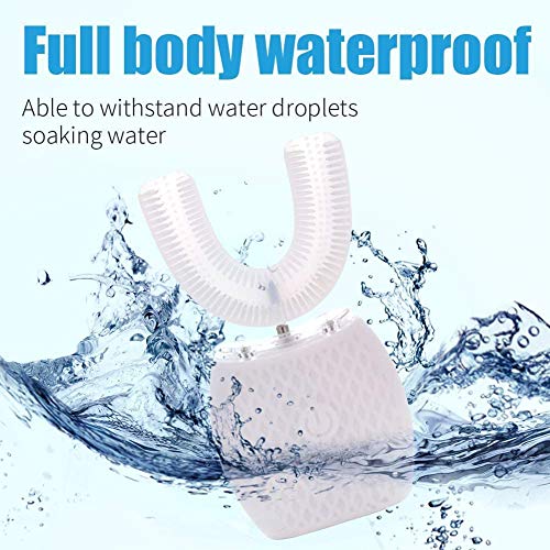 Automatic Toothbrush for Adults - Ultrasonic Electric Toothbrush with Soft Bristles U-Shape Waterproof Design 30s Timer Toothbrush, Wireless Charging Dual-Use for Travel & Home (White)