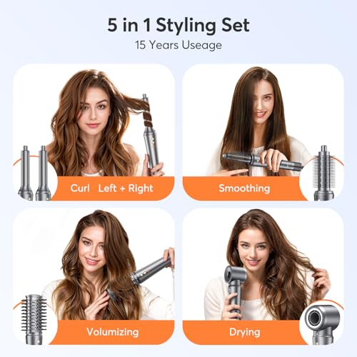 5 in 1 Hot Air Styler Wrap for Women - High-Speed Frizz-Free Hair Dryer Brush, Ion Fast Drying Auto Wrap Cruler, No Heat Damage Air Styler Wrap - Curl, Volumize, Straighten, Gift Idea