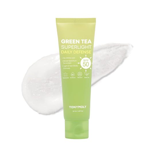 TONYMOLY Green Tea Korean Sunscreen SPF 50 – Non-Greasy Broad Spectrum Face Sunscreen with Niacinamide, Panthenol & Hyaluronic Acid, Travel Size 50ml