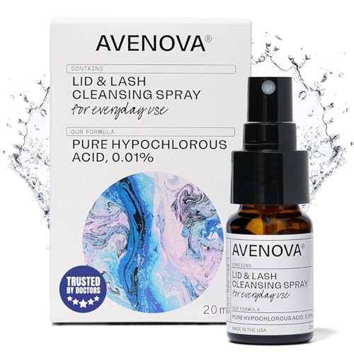 Avenova Eyelid and Eyelash Cleanser Spray - 20ml Bottle - Gentle Everyday Pure Hypochlorous Acid Spray for Eye Irritation