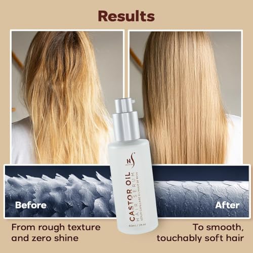 HerStyler Castor Oil Hair Serum for Hair Growth - Hair Shine Serum with Vitamin E - Hair Growth Serum - Hair Serum Heat Protectant - Vitamin E for Silky Hair - 2 Fl Oz (1 Pack)