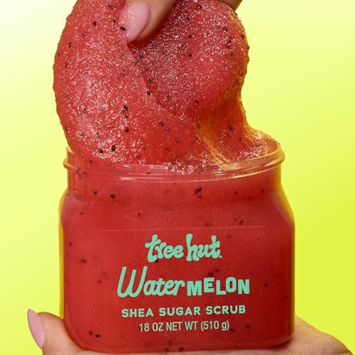 Tree Hut Watermelon Shea Sugar Scrub, Exfoliating, Hydrating & Moisturizing Body Scrub with Shea Butter & Nourishing Essential Oils, Smooth & Soften Skin, 18 oz