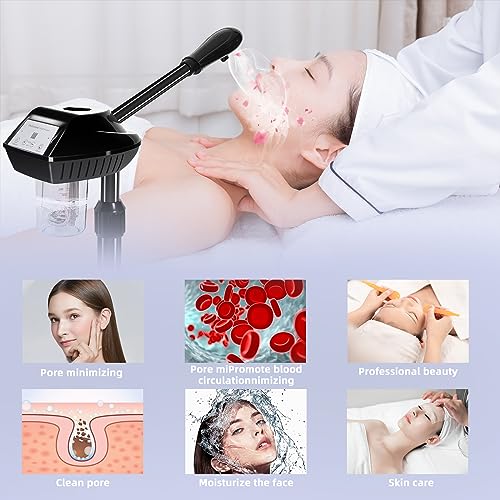 Facial Steamer, Face Steamer on on Wheels with More Steam, Adjustable Height for Face Steamer Suitable for Personal Home and Professional Personal Care Places，Moisturizing and Hydrating.