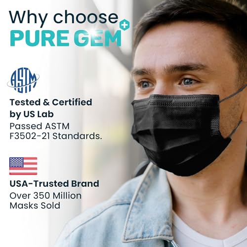 [Pack Of 150] Black Disposable Face Mask, 3-Ply Adult Masks, Facial Cover with Elastic Earloops For Home, Office, School, and Outdoors