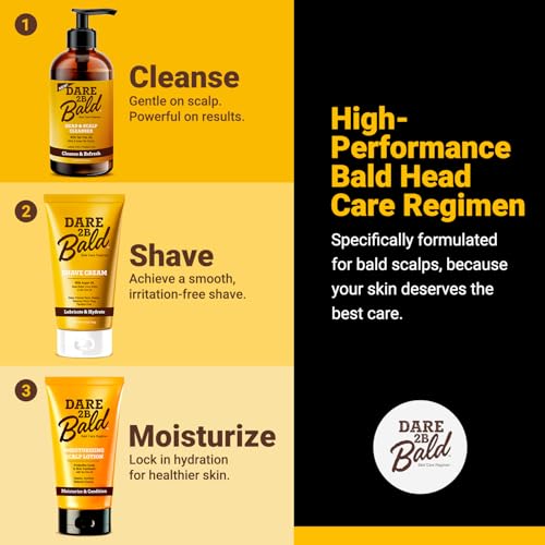 high time Dare 2B Bald Scalp Moisturizer Lotion | After Shave Lotion for Men | Bald Head Care Regime | Condition, Protect, and Treat Flaking | Razor Bump Head Moisturizer for Men | 4.75 OZ