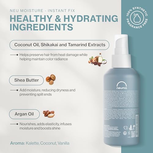 Neuma Neu Moisture Instant Fix Leave In Hair Treatment Spray 6.7Fl. Oz. Detangles, Nourishes, Protects, Kalette, Coconut, and Vanilla Scent