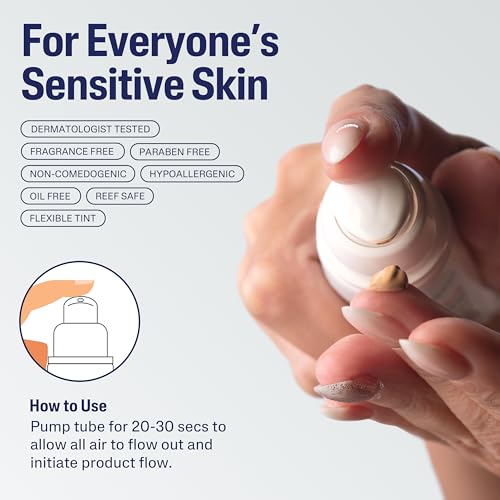 CETAPHIL Everyday Sunscreen Tinted Lotion for Face, 1.7 fl oz, 100% UVA/UVB Mineral Sunscreen: Titanium Dioxide & Zinc Oxide, SPF 40, For Sensitive Skin