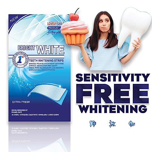 Lovely Smile Premium Line 50 Teeth Whitening Strips for 25 Applications - White Teeth in 1 Hour - Enamel Safe - No Slip and No Sensitivity - Dental Whitener Kit by Ray of Smile