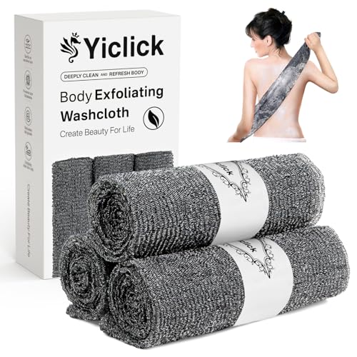 Yiclick Exfoliating Washcloth Towel- Exfoliating Body Scrubber Exfoliator, Back Scrubber for Use in Shower Bath, Exfoliate Rags Wash Cloths, Loofah Lufa Sponge, Body Scrub, Women Men