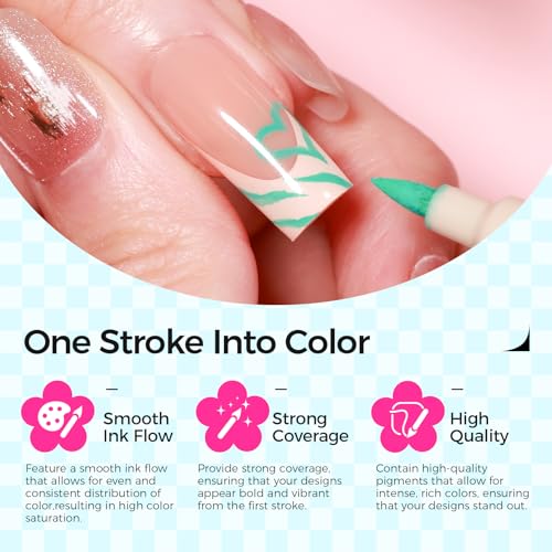 18 Color 3D Nail Art Pens Set, 0.7MM Nail Polish Pens for Nail Art Dotting Pen Drawing Painting Liner Brush for DIY Nail Design, Home & Salon Manicure Tools