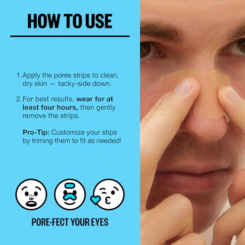PEACE OUT Pore Strips for Nose and Face, Oil Absorbing Hydrocolloid Blackhead Remover, Pore Minimizing Strips with Retinol, Multi-Use Face Strips for Clogged Pores, 8 Count