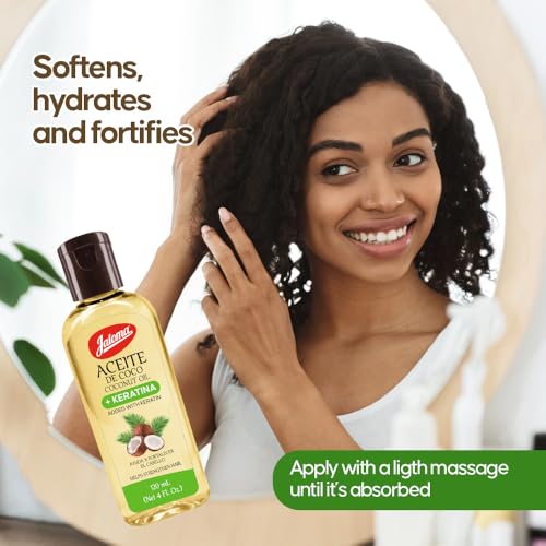 JALOMA Coconut Oil with Keratin to Help Strengthen Hair, 4 Oz Bottle