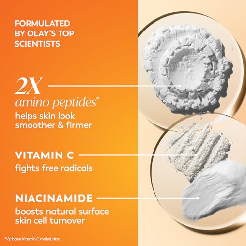 Olay Vitamin C MAX Face Moisturizer, Brightening Cream for Women, Hydrating, Evens Tone, Dark Spot & Hyperpigmentation Reduction, Glowing Skin Care - Niaciniamide, Peptides 1.7 Oz