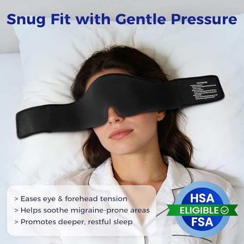 Migraine Relief Gel Eye Mask：FSA/HSA Eligible Cold Compress for Puffy Eyes, Headache & Surgery Recovery – Reusable Cooling Sleep Mask, Eye Care – Soft Ice Pack for Tension and Stress Relief (Black)