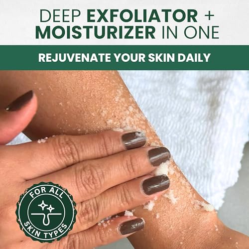 Pure Tea Tree Oil Body & Foot Scrub, Himalayan Salt Exfoliating Scrub with Stem Cells & Shea Butter, Antifungal Defense, Acne Support, Itchy Skin Relief, Removes Dead Skin & Rough Patches