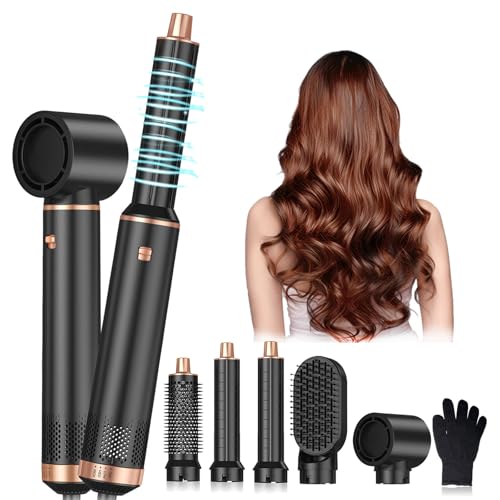 5 in 1 Hair Dryer Brush Set, Air Curler Wrap Hair Styler Blow Dryer Brush with 3 Temps, Upgrade Negative Ion Hot Air Brush Curling Brush Iron, Hair Styling Tools for Dry Curl Straighten