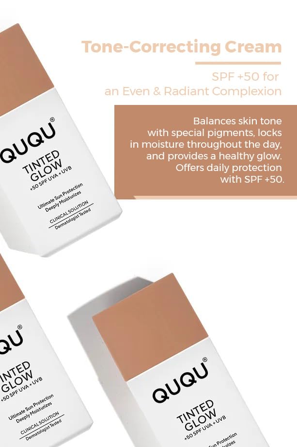 QUQU Daily tinted Sunscreen SPF 50 - Airy-Light tinted mineral Moisturizer with Zinc Oxide Broad Spectrum SPF 50 Protection, Lightweight Makeup Finish, Hydrating Skin Care, FSA-Friendly Size #210