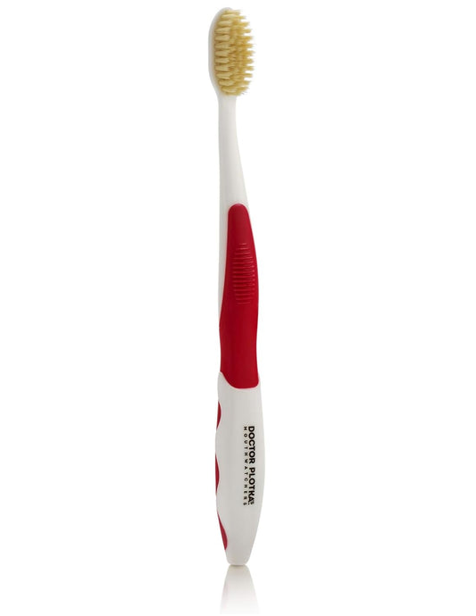 MOUTHWATCHERS Soft Flossing Manual Toothbrush for Adults, Red, Ultra Clean, Good for Sensitive Teeth and Gums, by Dr. Plotka's