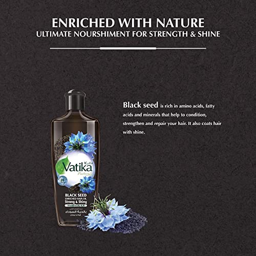 Vatika Naturals Dabur Enriched Black Seed Hair Oil – Strengthening & Shine-Enhancing Serum with Black Seed Extract for Scalp Vitality, Moisture Balance & Resilience – Promotes Healthy Hair – 300 ml