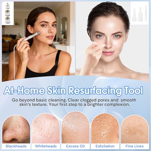 Pro Cordless Microdermabrasion Machine, Beauty Star Portable Facial Pore Vacuum Tool for Blackhead Removal, Glowing Skin, 3 Diamond Tips & 9-Setting Suction, Home and Salon Use