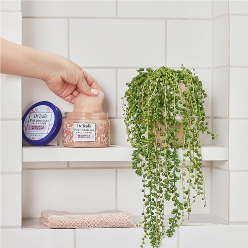 Dr Teal's Pink Himalayan Salt Body Scrub, Restore & Replenish with Pure Epsom Salt & Essential Oils, 16 oz (Pack of 3)