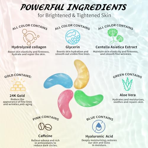 Maskiss Under Eye Patches(25 Pairs), 24K Gold, Caffeine, Hyaluronic Acid, Aloe Vera Eye Masks for Dark Circles Puffy Eyes Undereye Bags, Eye Skin Care Gift Set for Bachelorette Party Favors