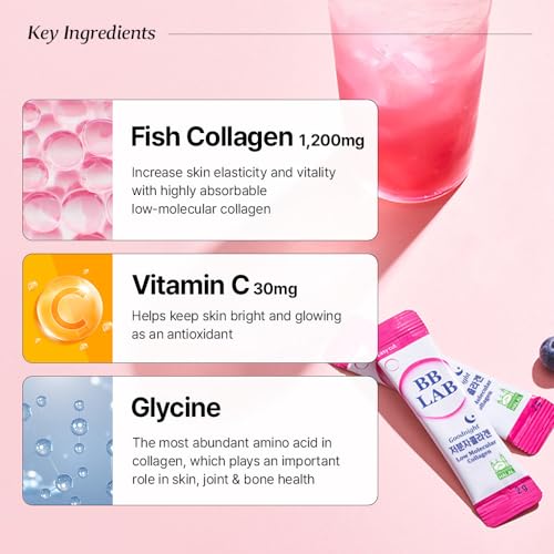 [30Days Collagen Care] Goodnight Collagen, 30 Days Miracle Beauty Pack, Powder Stick Korean Marine Collagen, Fish Collagen for Woman,Vitamin C, Fast Absorption, Fruit Flavored, Glutathione, Elastin, M
