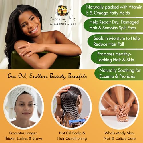 Sunny Isle Jamaican Black Castor Oil 4oz | 100% Natural for Hair, Scalp and Skin Care