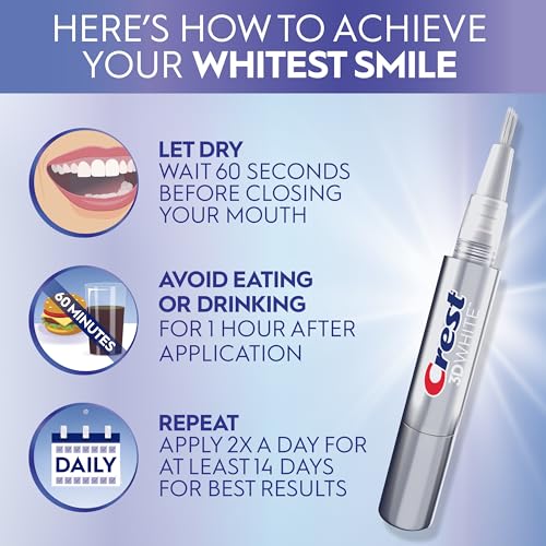 Crest 3DWhite Teeth Whitening Pen – Easy to Use, Erases Surface Stains – Up to 75 Uses per Pen – Convenient, On-The-Go Teeth Whitening Solution