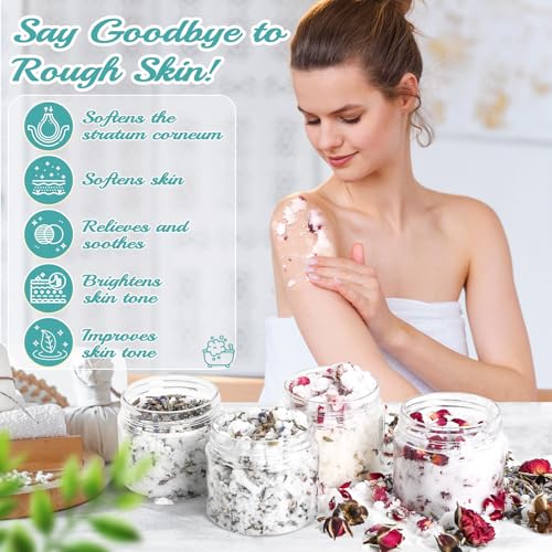 Body Scrub Making Kit- Make Your Own Salt Body Scrub with Almond Oil, Essential Oils, Moisturizing and Exfoliating Dry Skin Hand Foot DIY Organic Body Scrubs Christmas Gifts For Women & Men