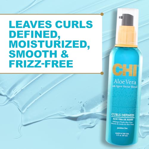 CHI Aloe Vera Oil, Add Strength, Shine & Moisture To Weak Hair, For Curly Hair Types, Sulfate, Paraben, & Cruelty-Free, 3 Oz.