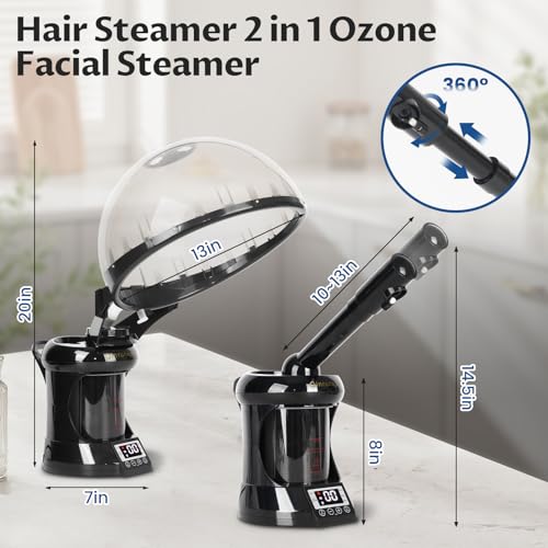 Hair Steamer 2 in 1 Face Steamer,Ozone Facial Steamer, Portable Tabletop Steamer Moisturizing Hydration Suitable for Home and Salon Personal Care