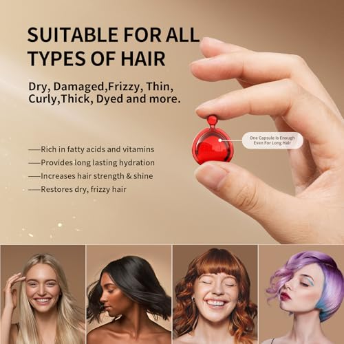 Hair Oil 50 Capsules - Hair Vitamins A C E Pro B5 - Hair Treatment Serum - Hair Serum for Frizzy and Damaged Hair - Argan & Avocado Oil - Leave in Conditioner for Women & Men