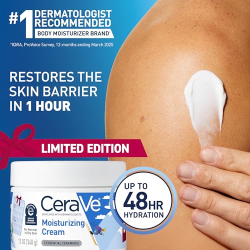 CeraVe Après Ski Moisturizing Cream, Body and Face Moisturizer for Dry Skin, Hyaluronic Acid and Ceramides, Daily Moisturizer, Oil-Free, Fragrance Free, Non-Comedogenic, Limited Edition, 12 Ounce