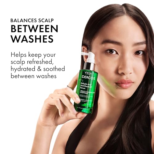 Dercos Salicylic Acid Anti-Dandruff Treatment, Scalp Treatment Targets Dandruff Symptoms & Leaves Head Feeling Hydrated & Soothed, Serum Provides Flake & Itch Relief, 3 Fl. Oz.
