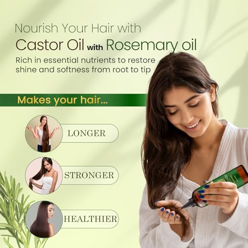 Natural Riches Castor Oil with Rosemary Oil, 8 fl oz, For Stronger, Fuller and Thicker Hair Growth - Organic Castor Oil with Rosemary Oil Premium Grade hair treatment