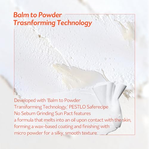 PESTLO Saferecipe No Sebum Grinding Sun Pact SPF 50+, PA+++ 0.63oz/ 18g- Grinding Dial Compact, Solid Cushion to a Soft Powdery Sunscreen, Sebum Control, Non-Irritating, Hypoallergenic Sun Pact