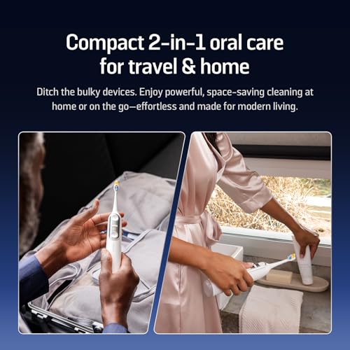 Soocas NEOS II - Electric Toothbrush with Water Flosser, Sonic Electric Toothbrush for Adults, Cordless Water Flosser for Travel, Portable Oral Irrigator, Up to 100% Plaque Removal, Pearl White