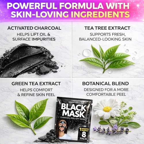 Korean Blackhead Remover Peel Off Mask – Activated Charcoal Face Mask for Women & Men – Black Head Remover for Face & Nose, Pore Cleaner, Facial Masks Skincare Alternative to Nose Strips & Mud