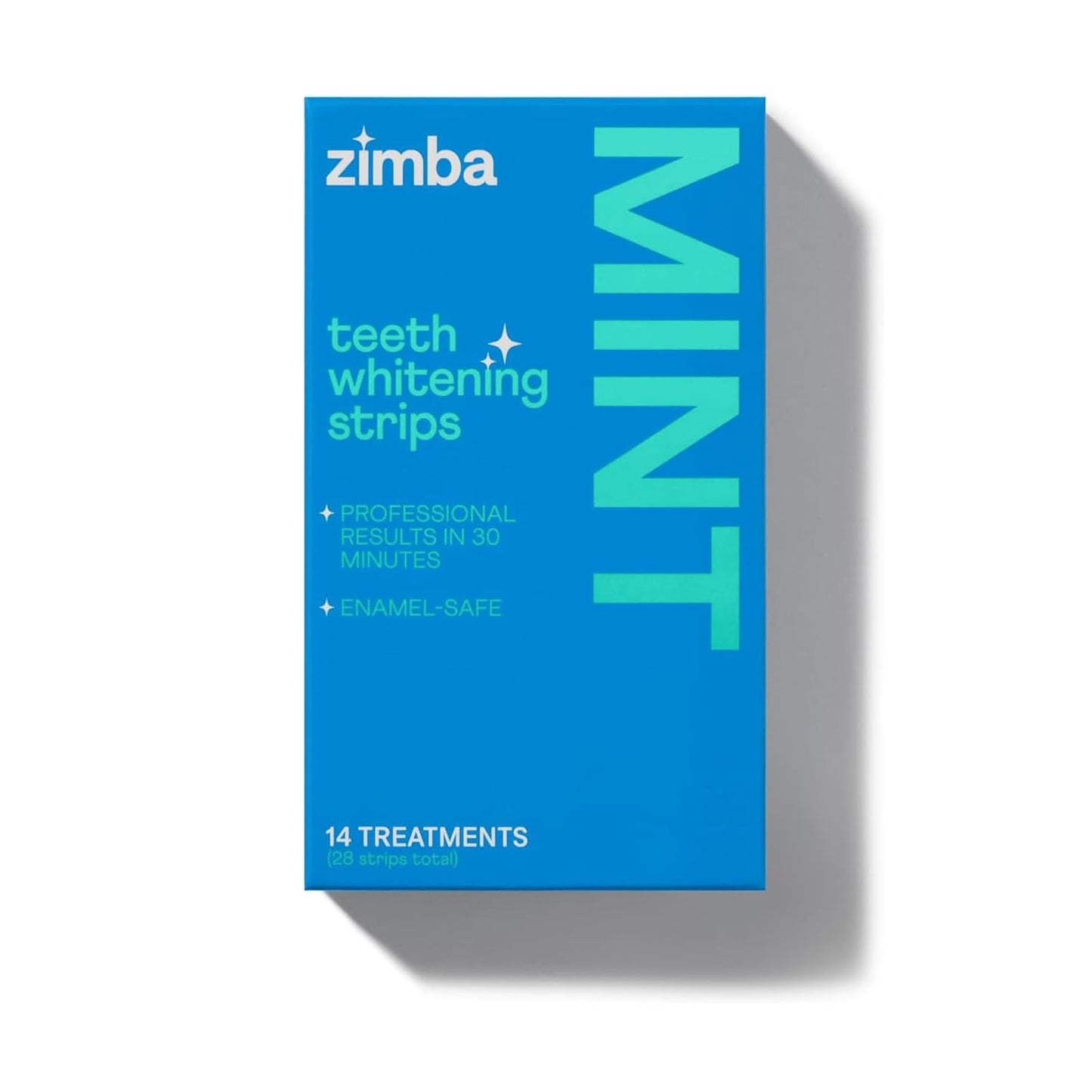 Zimba Mint Teeth Whitening Strips – 28 Vegan, Enamel-Safe Strips with Hydrogen Peroxide, 14-Day Treatment – Tooth Whitener for Coffee, Wine, Tobacco, Other Stains