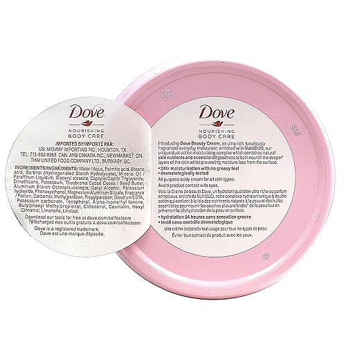 Dove Nourishing Body Care, Face, Hand, and Body Beauty Cream for Normal to Dry Skin Lotion for Women with 24-Hour Moisturization, 6-Pack, 5.07 Oz Each Jar