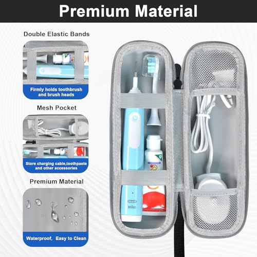 Travel Case for Oral B/Oral-B Pro 1000 1500 5000 7000 7500 6000 9600/ Phlips Sonicare 4100 5100 1100 6100 5300 Electric Toothbrush, Portable Hard Protective Storage Bag