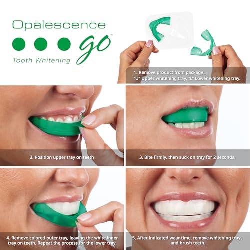 Opalescence Go - Prefilled Gel Teeth Whitening Trays (2 Packs / 20 Treatments) - 15% Hydrogen Peroxide - Teeth Whitening Kit -Mint - 5194-2