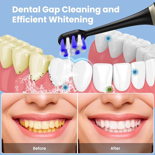 Electric Toothbrush with Water Flosser, 2 in 1 Cordless Toothbrush and Water Flosser Combo,Water Flosser for Travel and Home(Black)