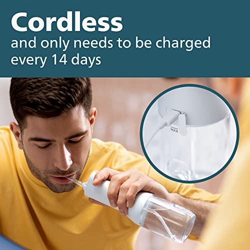 Philips Sonicare Cordless Power Flosser 3000, Water Flosser with Innovative Quad Stream Technology, Oral Irrigator with 2 Flossing Modes and 3 Intensity Levels, Ergonomic Design, White, HX3806/21