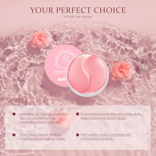 YOYORY Under Eye Patches Masks - for Fine Lines with Collagen and Hyaluronic Acid, Dark Circles,Eye bags,and Fade Wrinkles, puffiness Smoothing Skin Care Treatment for Women and Men, (60 Pcs) Pink