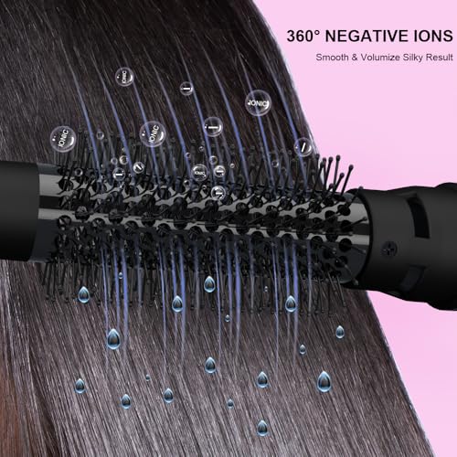 4-in-1 Ionic Hot Air Brush & Blow Dryer with 3D Nylon Pins - Ceramic Titanium Anti-Frizz Styler for All Hair Types, 1000W Fast Drying & Volumizing, 2 Heat/2 Speed Smoothing