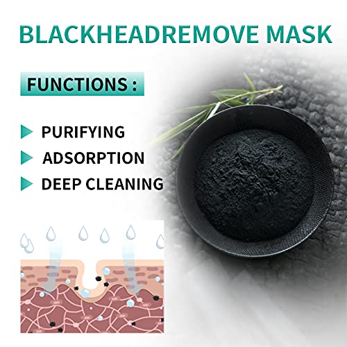 Peel Off Face Mask Blackhead Whiteheads Remover Masks Activated Charcoal Black Mask Purifying Peeling Facial Mask for Nose Pores Removal Cleansing Acne with Brush and Pimple Extractor Tools