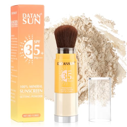 2 IN 1 Powder Sunscreen For Face【SPF 35】【Oil Control】【Lightweight】Matte Finish Mineral Sunscreen Setting Powder For All Skin，02-Translucent