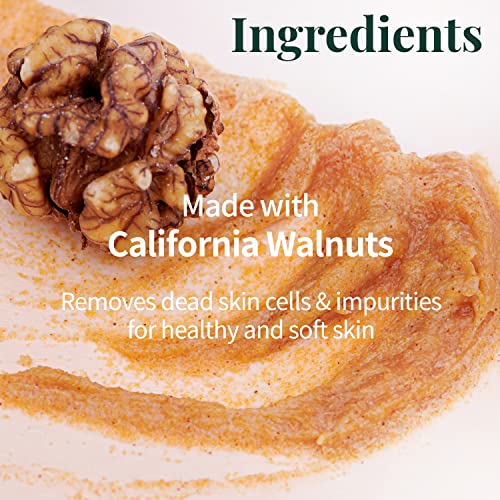 PLU Original Korean Walnut Body Scrub Polish - White Musk - Exfoliating & Hydrating Glow for Smooth, Radiant Skin Texture - Soft Musk Scent, 6.76 oz.